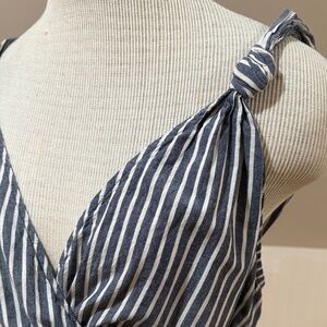 Striped Blue and White Sleeveless Top
